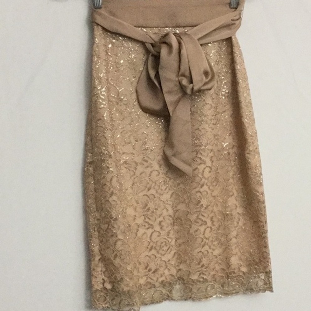 NWT J. Crew Metallic Lace Midi Skirt OP Blush Gold
